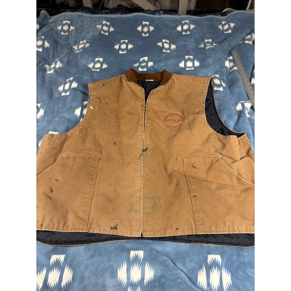 Union Line Mens 4XL Brown Duck Canvas Work Vest Quilted Made in USA Local 73